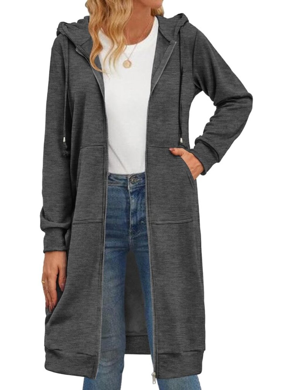 Cozy Oversized Zip-Up Fleece Hoodie Jacket | Casual Long Sleeve Tunic Sweatshirt